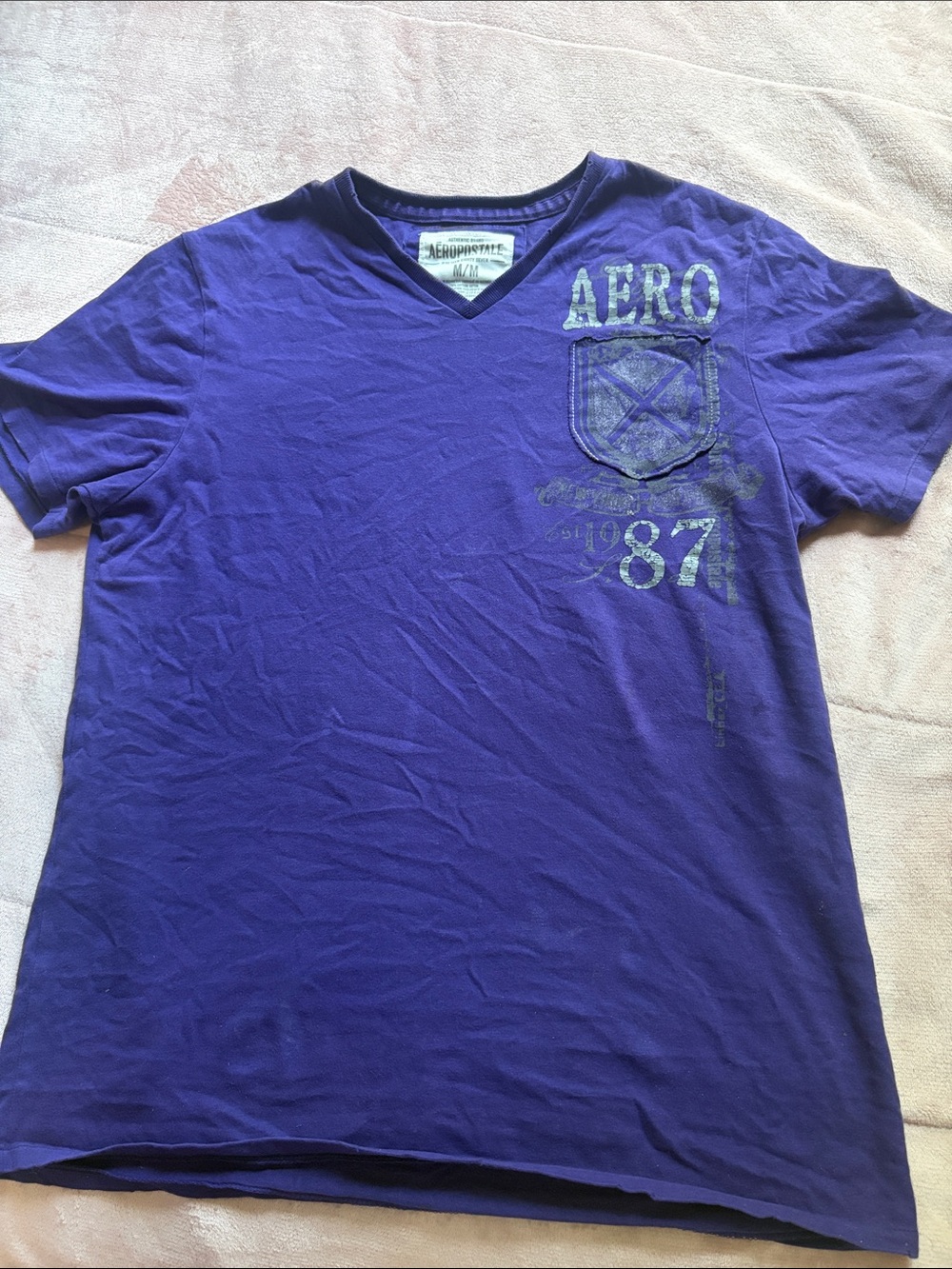 Aeropostale Purple V-Neck Graphic Tee